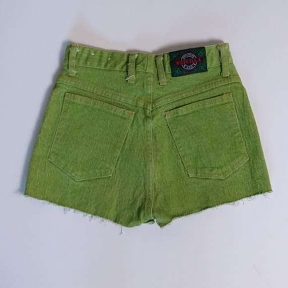 Watch L.A. Lime Green Cut Off Jean Shorts - Picture 2 of 3